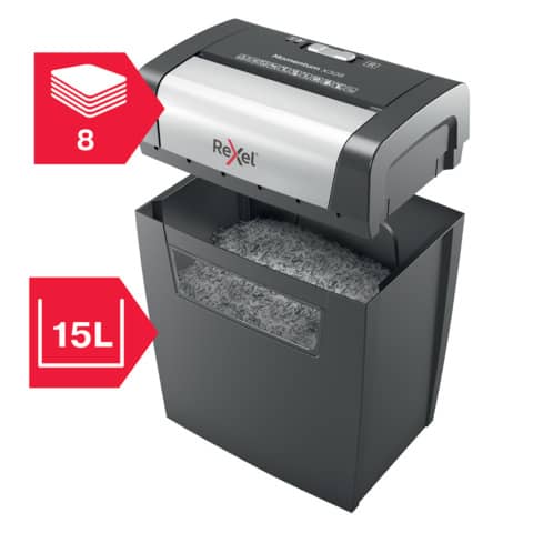 Distruggidocumenti uso moderato Rexel Momentum X308 - P-3 - 15 L - taglio a frammenti 5x42 mm - 2104570EU